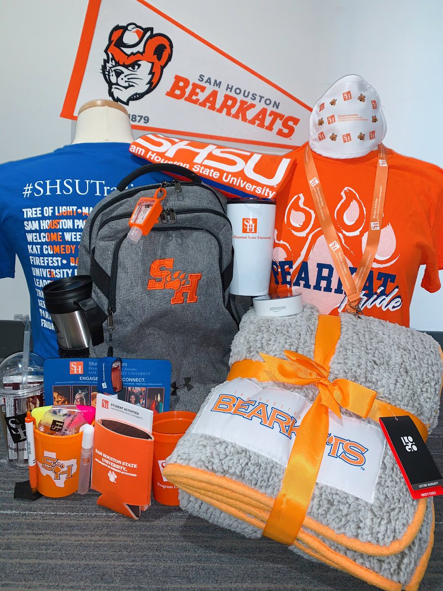 HAPPY MONDAY #Bearkats! 🧡 It’s time for a BEARKAT PRIDE —>GIVEAWAY<—🎉
Win EVERYTHING you see here 🤩 {peep the Amazon Echo Dot 👀}

You know the drill: ⬇️

✩FOLLOW @shsustuact 
✩RETWEET this post
✩TAG 3 Bearkats (or Bearkat friends)

See thread ⬇️⬇️⬇️

#SHSU #SamFam