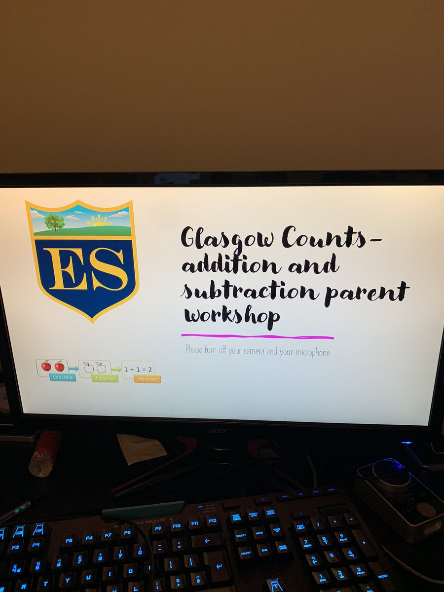 Elmvaleprimary's tweet photo. I am getting ready for our first ever online parent workshop this evening. Tonight is addition and subtraction strategies, looking forward to working with our parents to support their children. Miss F #parentpartnership #maths #cpastrategies @glasgowcounts https://t.co/Hy4ATDFV4J