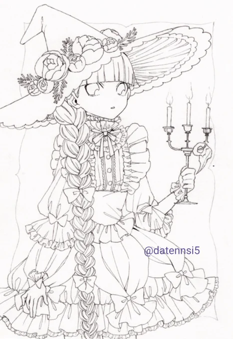 #皆さん線画と塗った後を見せてください
ペンで線画して、透明水彩で塗りました?️? 