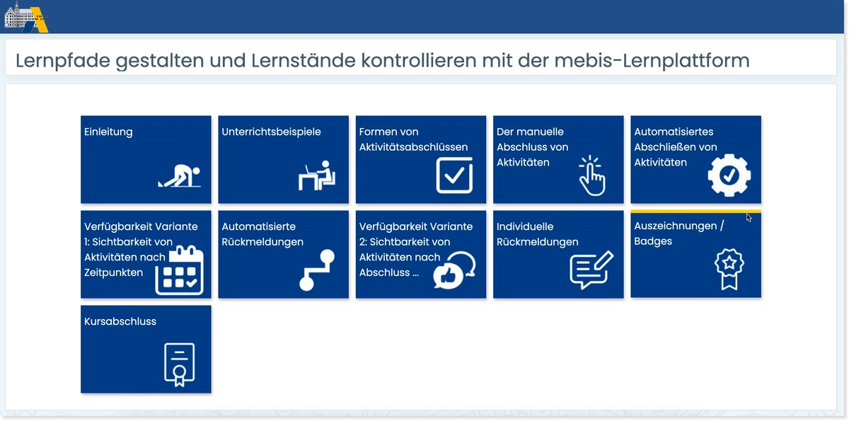 herrmayr's tweet photo. Und da ist er, der neue Selbstlernkurs zum Thema "Lernpfade gestalten und Lernstände kontrollieren mit der @mebis_bayern Lernplattform" und moodle! Puh, steckt da Arbeit drin, und zwar wie immer tolles Teamwork mit @Runi97718469 :) Details siehe Thread. #BayernEdu https://t.co/vHlV0KpYNK