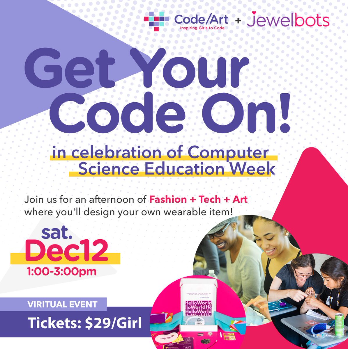 jewelbots's tweet photo. Just a few spots left for the #GetYourCode on workshop we are doing with @CodeArtMiami for #CSEdWeek. Dec 12th, come code with us! https://t.co/xCuYSudfW4 https://t.co/xeTSZhSoCp