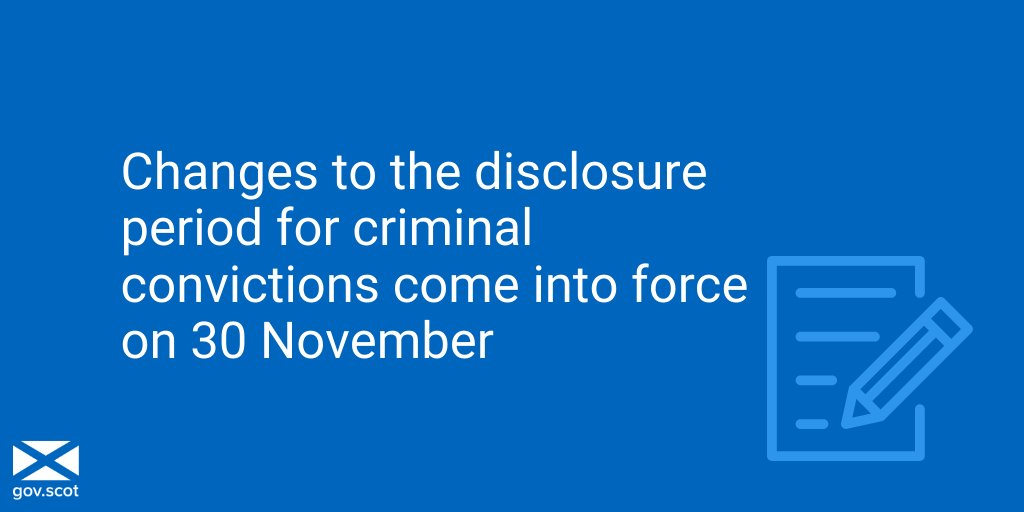 ScotGovJustice's tweet photo. In two weeks, reforms come into force that will reduce the length of time many convictions need to be disclosed by most job applicants.
Read more about the changes ➡️ https://t.co/BMH0Vjkdz1 https://t.co/yxdwQGTlqu
