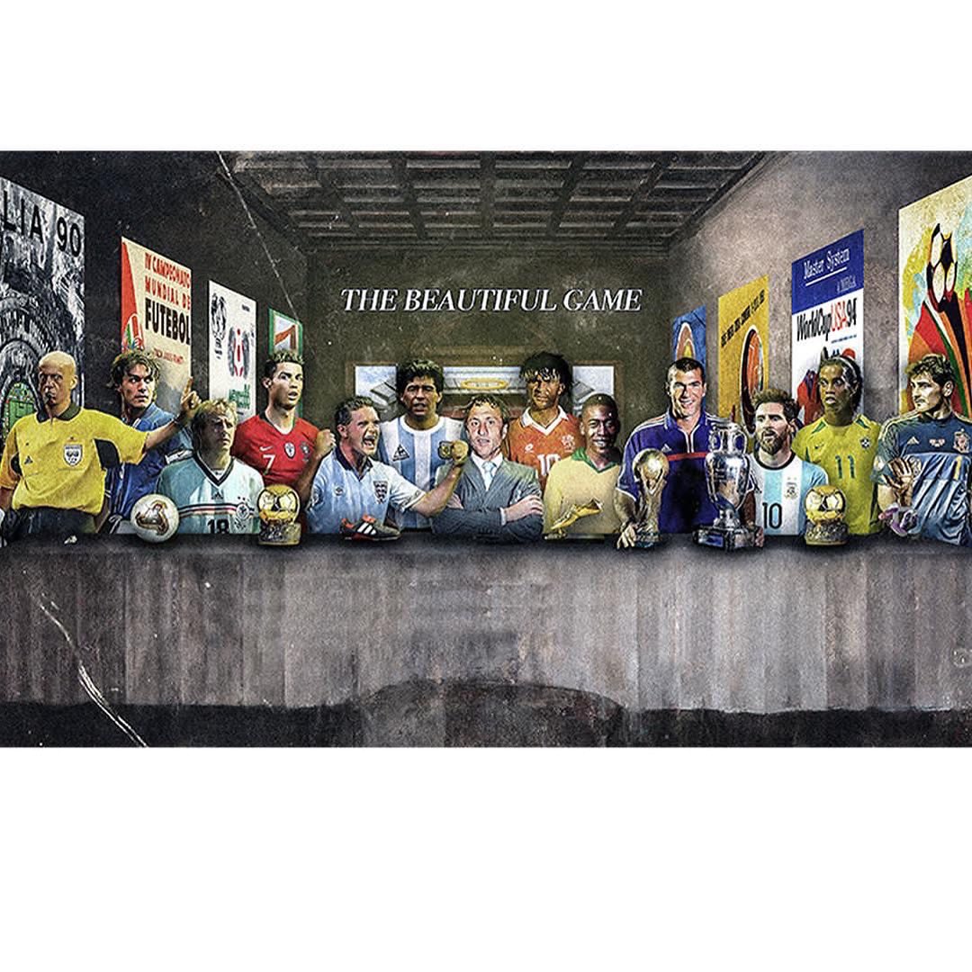 novitaclothing's tweet photo. The Beautiful Game design 🔥
.
.
If you ❤️ footy, fashion &amp; art you will definitely appreciate this!
Featuring some of the world’s most iconic ballers, refs &amp; managers of all different countries...given “The Last Supper” treatment! ⚽️ x 🖼 
Available now @ https://t.co/S4ZTETolPi https://t.co/8kZA9PbDTp