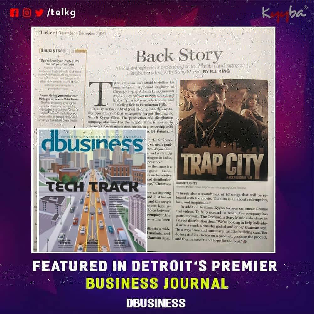Telkganesan's tweet photo. Featured in #Detroit's premier business journal @dbusiness #magazine by @rjking3 about @kyybafilms next film to be released soon #TrapCity !!
#TelKGanesan #tkg #Kyyba #KyybaFilms #detroit #business #journal #hollywood #SOON #Featured #comingsoon #news #article #dbusiness https://t.co/YLYB6RvtRc