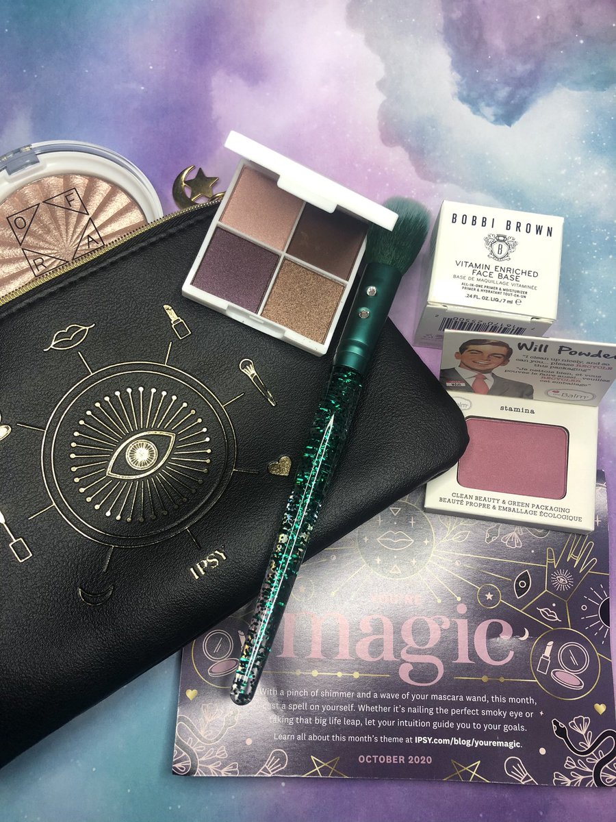 swatchmelilmami's tweet photo. October brought a bag full of #IpsyMagic ๐คฉ@IPSY included: Blissful @OFRACosmetics ๐Astral Amethyst Shimmer Eyeshadow by Oryza ๐Round Blusher Brush @slmissglam ๐ Stamina Will Powder Blush @thebalm ๐& Vitamin Enriched Face Base @BobbiBrown brown all in a beautiful bag!๐ https://t.co/cYiTVKelPA