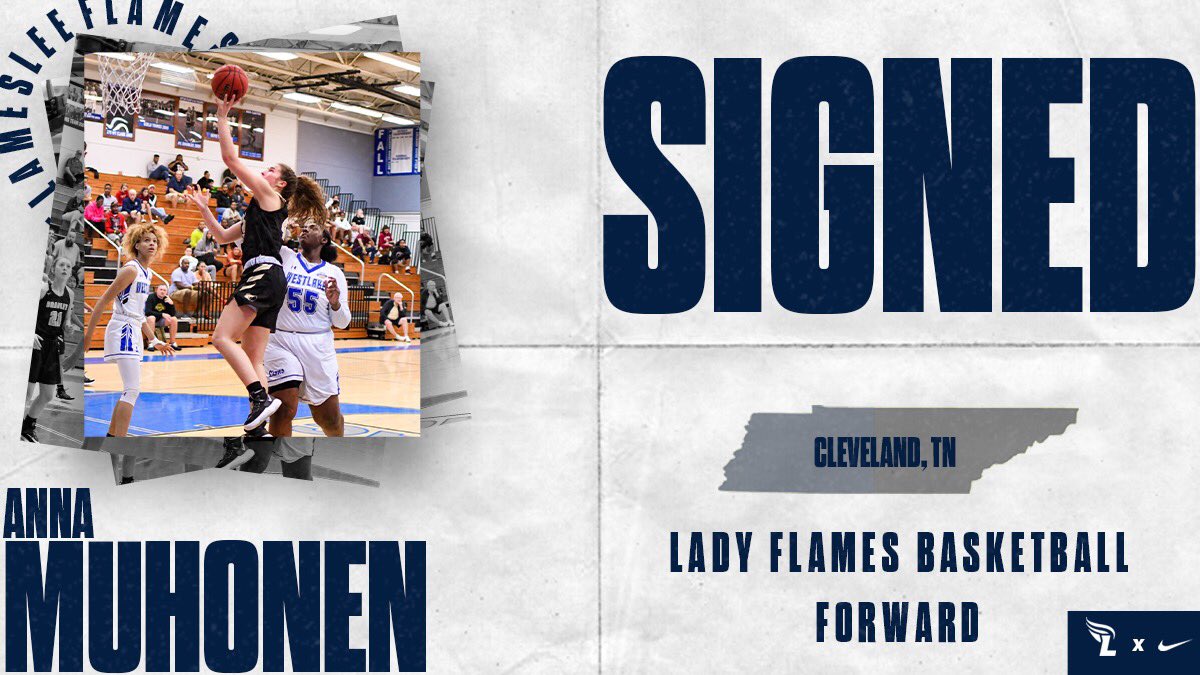 LeeUFlames's tweet photo. So much talent in our own backyard! The @LeeUWBball Lady Flames will keep @BC_Bearettes forward Anna Muhonen close to home as she signs on to play her college ball in Walker Arena! We are #FiredUp to have you, Anna! https://t.co/BZW66kciHj