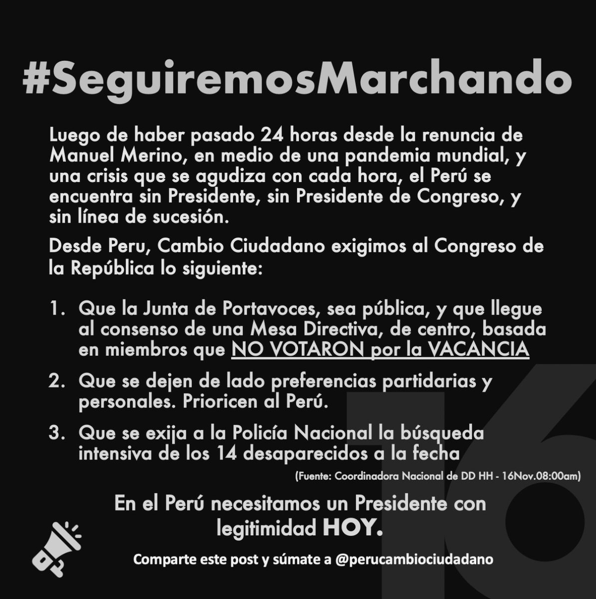 perucambiociud's tweet photo. #SeguiremosMarchando A cuatro horas de iniciar el pleno para decidir el futuro del Perú. Tenemos que ser firmes y exigirle al Congreso del Perú que nos saque de esta crisis. https://t.co/8M0tNuXXFC