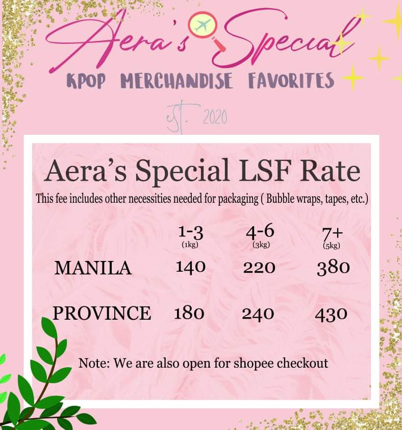 AeraSpecials's tweet photo. SHIPPING RATES
#ASFAQs
note: shopee checkout is available for 1-2 albums only.
Another note: All rates aren't fixed. All of them are subject to weight constraints. A DM will be sent accordingly incase there is an excess sa weight na specified sa picture. Happy shopping everyone! https://t.co/5o8Vqz6ZSp