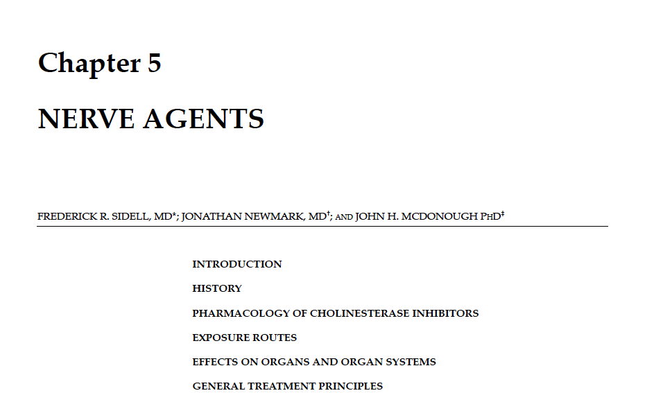 So, the first thing is to cite my sources. Source 1, Chapter 5 of "Medical Aspects of Chemical Warfare"
