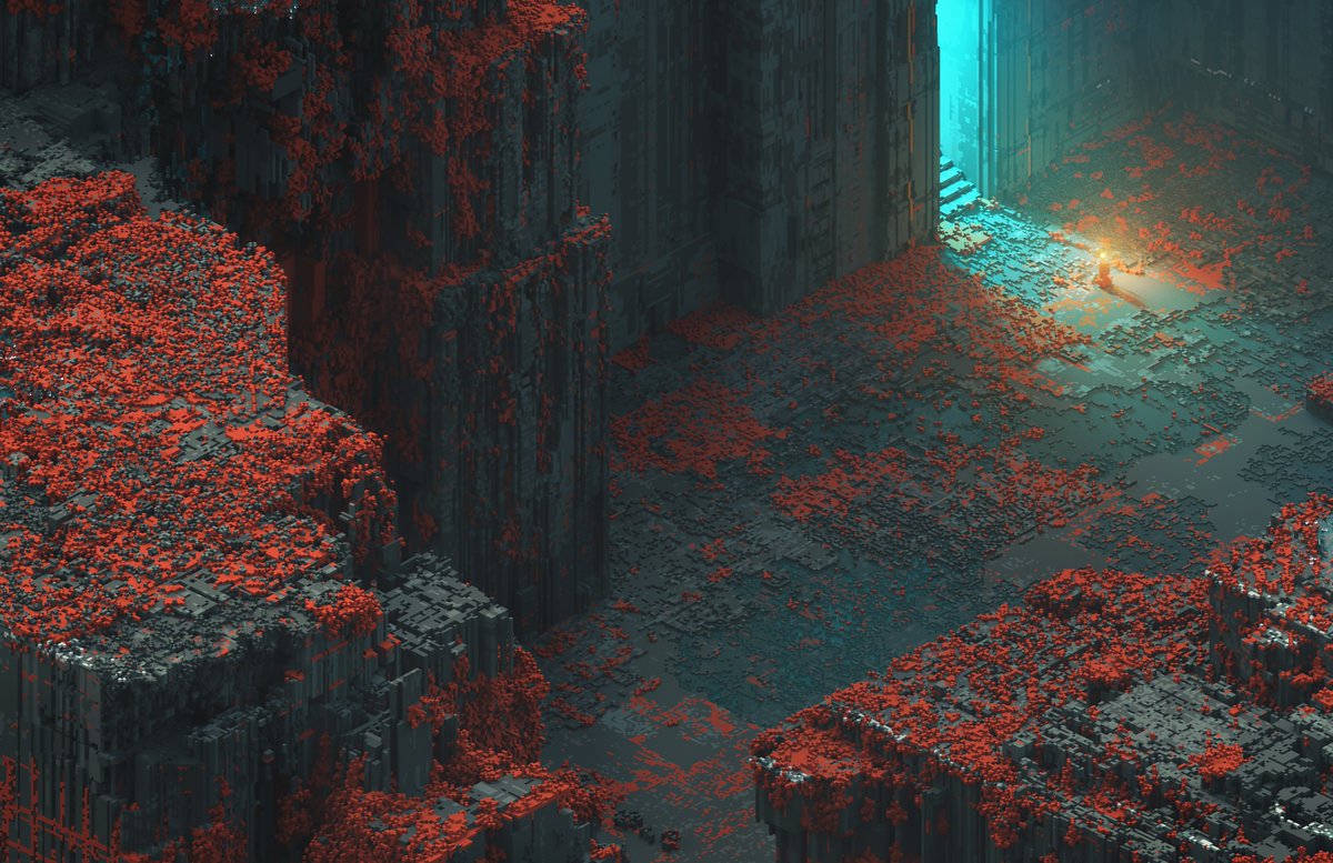 Another version of "Hidden Temple" 
Guess I like this one better :D 
(I'll have a process vid of how I made this from the old one soon! so stay tuned! ^^)
#voxel #voxelart #magicavoxel #gamedev