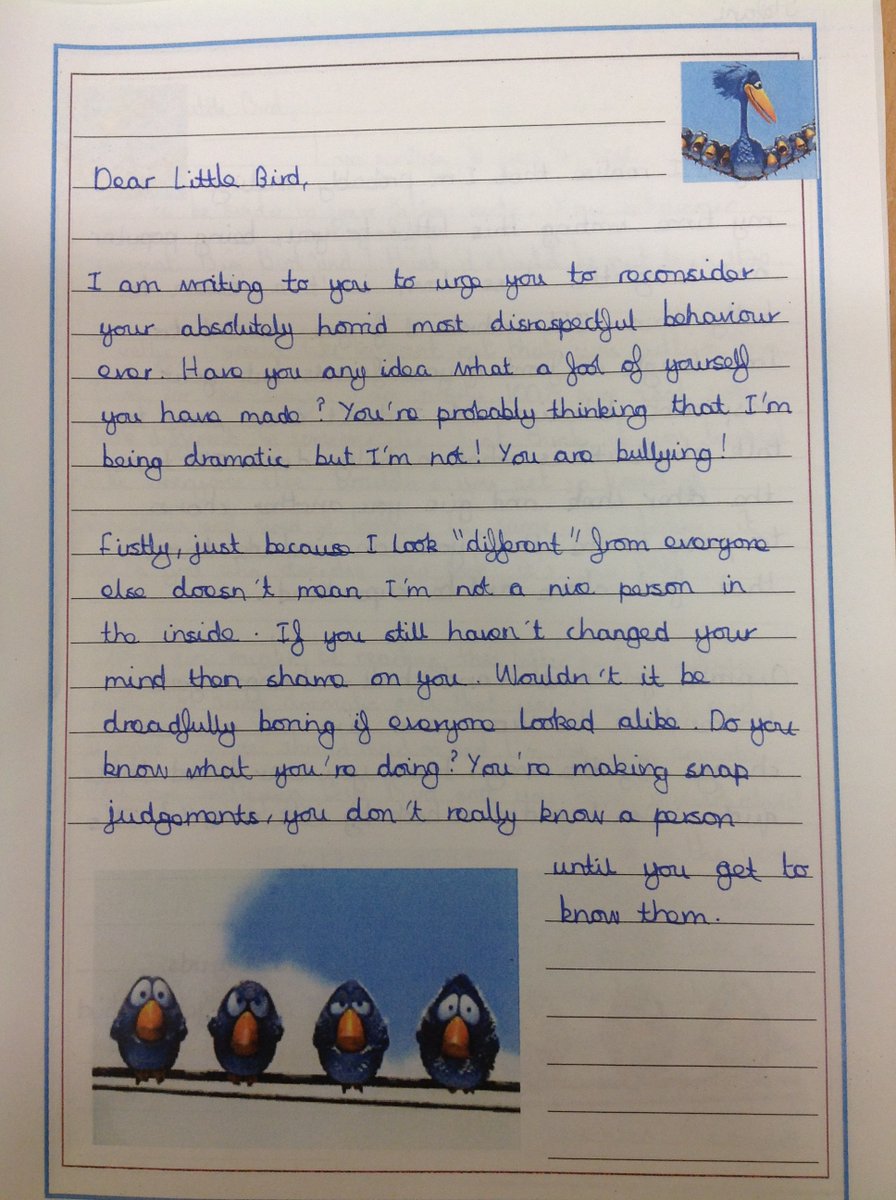 HothamMiss_W's tweet photo. Today we have been wearing our favourite odd socks to recognise anti-bullying week. Not only that, but we have been writing some anti-bullying themed letters inspired by Pixar's 'For the Birds' short film. @HothamHead @Miss_A_Campbell #literacyshed #antibullyingweek #pshe https://t.co/0yBozkz8z0