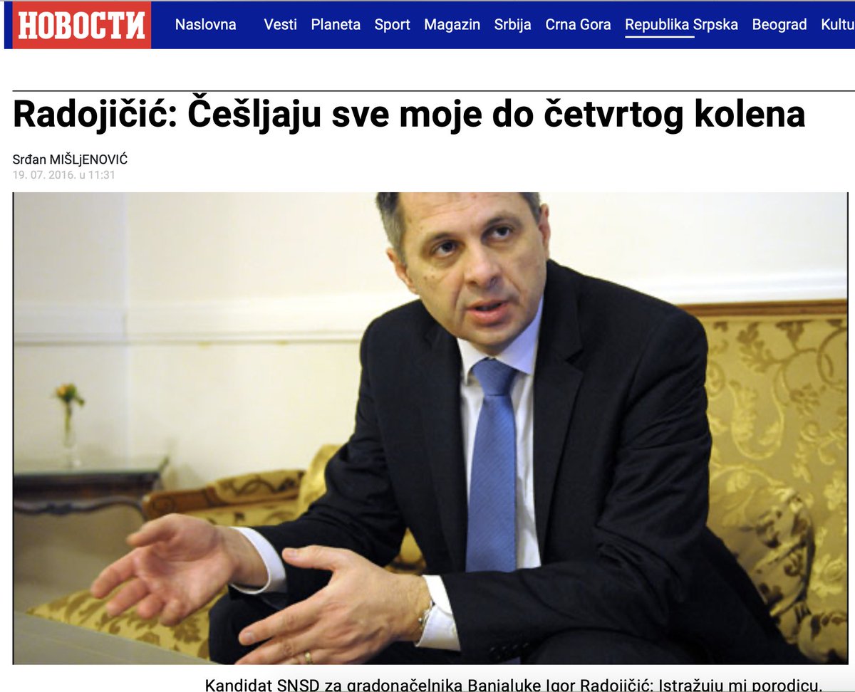 Is  #Radojičić (born 1966) a "nationalist hardliner"?Not really! He rejects to self-declare as a  #Serb & during the time as a speaker of the RS Assembly (2006-14) many believed he was  #SNSD's moderate/European alternative, waiting for the best moment to stand up against Dodik!