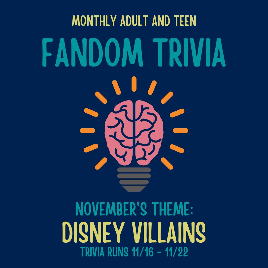 HaltomCityPL's tweet photo. Adults and teens are invited to test their Disney Villain knowledge! Trivia is open for one week. Winner receives a prize. Please no cheating. https://t.co/it4iSEdeRW #haltomcitypubliclibrary #haltomhasheart #fandomtrivia https://t.co/21wB7XeXId