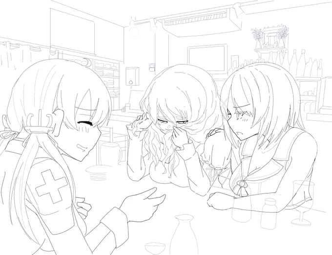 #皆さん線画と塗った後を見せてください
隠れてるとこもちゃんと描いたよアピール 