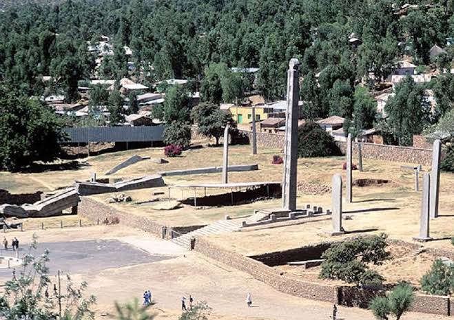 Aksum was the original capital of the Kingdom of Aksum, a naval and trading power building stelae which were large stone towers that served as grave markers and reached up to 33 meters high.
