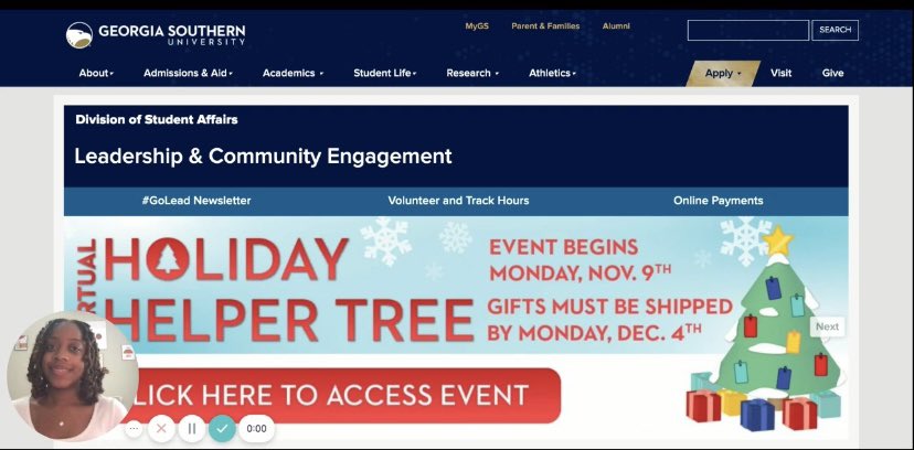 GSULeadServe's tweet image. The Holiday Helper Tree is live and rolling! Today we’re sharing a how-to video for those curious about how to participate this year. #GoLead #Serve912

Head to our Facebook to watch!
facebook.com/GSULeadServe