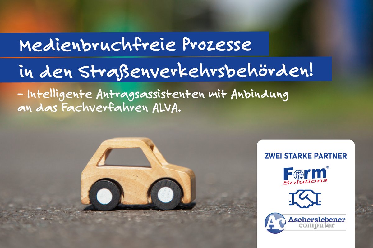 FormSolutions's tweet photo. Clever vernetzt! Antragsmanagement 4.0 und ALVA9

Zur Bereitstellung medienbruchfreier Antragsprozesse im Sinne des #OZG haben die Ascherslebener Computer GmbH und die Form-Solutions GmbH einen Kooperationsvertrag geschlossen. 🤝

https://t.co/8GNrtKXvHr https://t.co/4dbz75r3i8