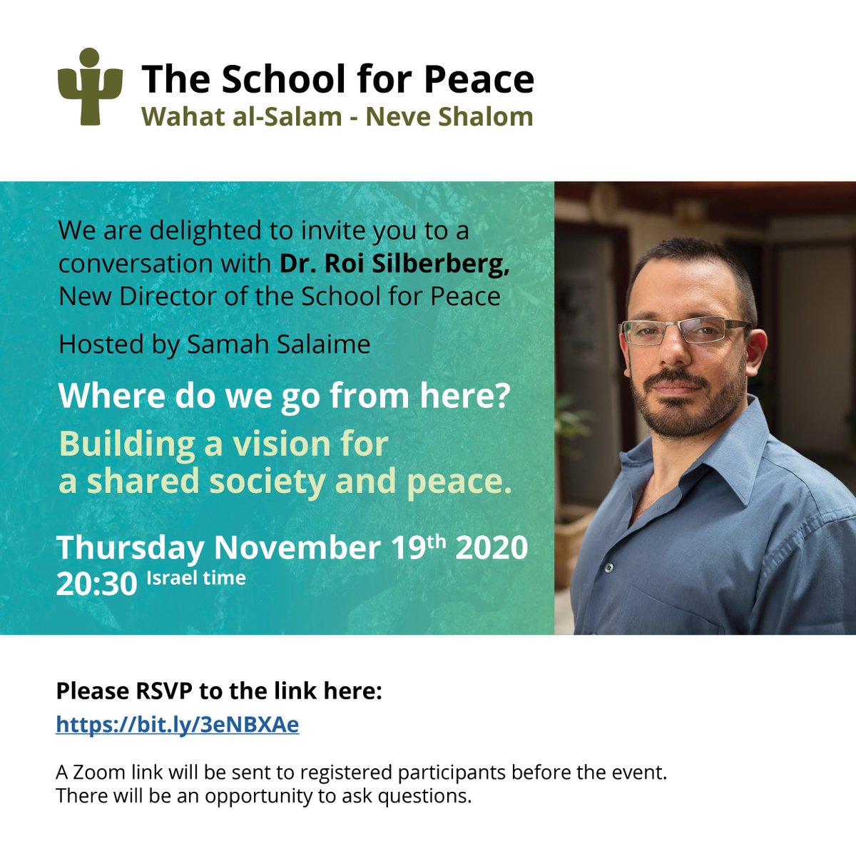 Online event, November 19: Where do we go from here?
Building a vision for a shared society and peace. Conversation with new SFP director Dr. Roi Silberberg
sfpeace.org/activities/whe…