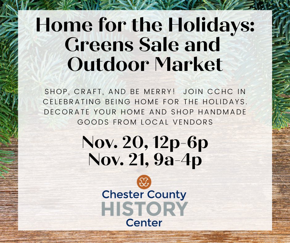 Link to preorder live wreaths: cchs-museumshop.square.site/shop/greens-sa…

Gifts, Greens, Wreaths, and More!
Shop in our locally curated market for original items. Do your holiday shopping, pick up a gift for family/friends, or find something special for yourself.