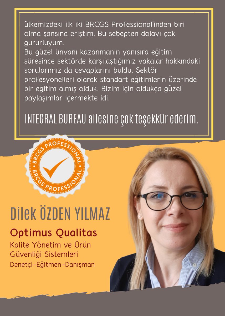 BureauIntegral's tweet photo. Türkiye'de BRCGS Professional Programını başarıyla tamamlayan ilk iki profesyonel oldular.
Kendilerini bu başarılarından dolayı kutluyor; Integral Bureau olarak bu sürece aracı olduğumuz için mutluluk duyuyoruz.
#brcgs #brcgs_standards #brcgstraining #integralbureau https://t.co/WG8OWmIuy2