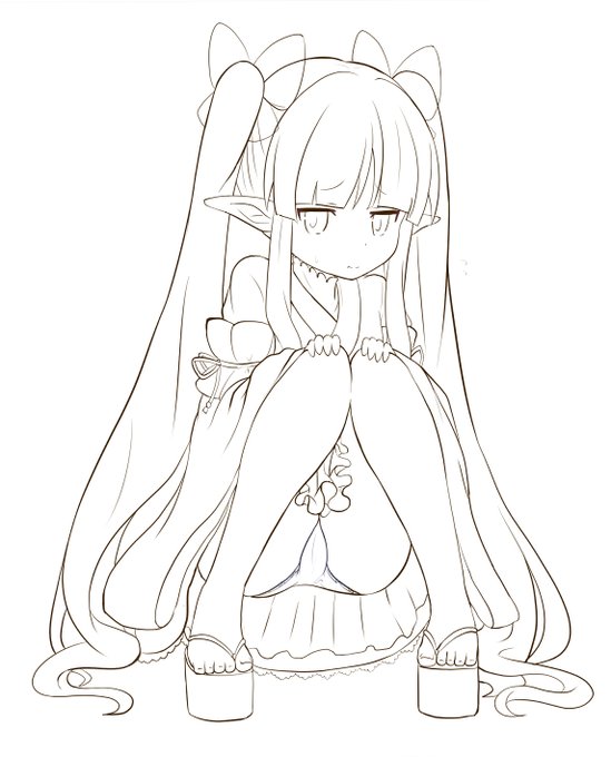 #皆さん線画と塗った後を見せてください
キョウカちゃんの線画 