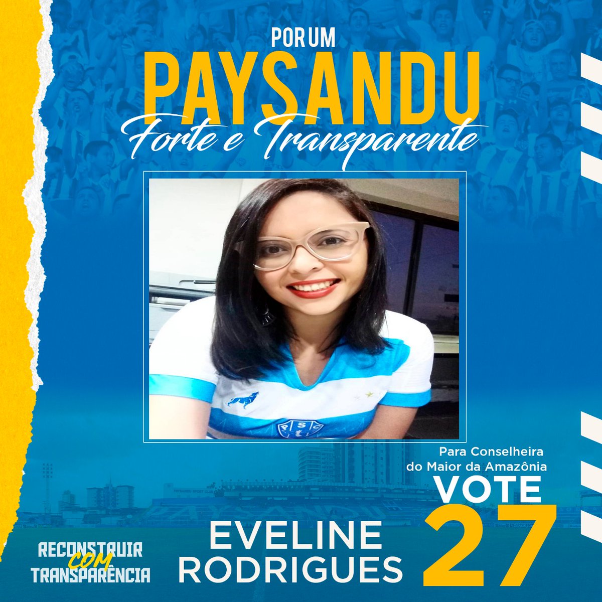 oieveline's tweet photo. Por um Paysandu com representatividade feminina, por um Paysandu de mulheres fortes e atuantes, decidi me candidatar a uma cadeira no nosso CONDEL.
Você, sócio, venha conhecer minhas propostas para fazermos um Paysandu para a torcida e para todas nós!
#vote27 #paysandu #condel https://t.co/vP7a5znv0G