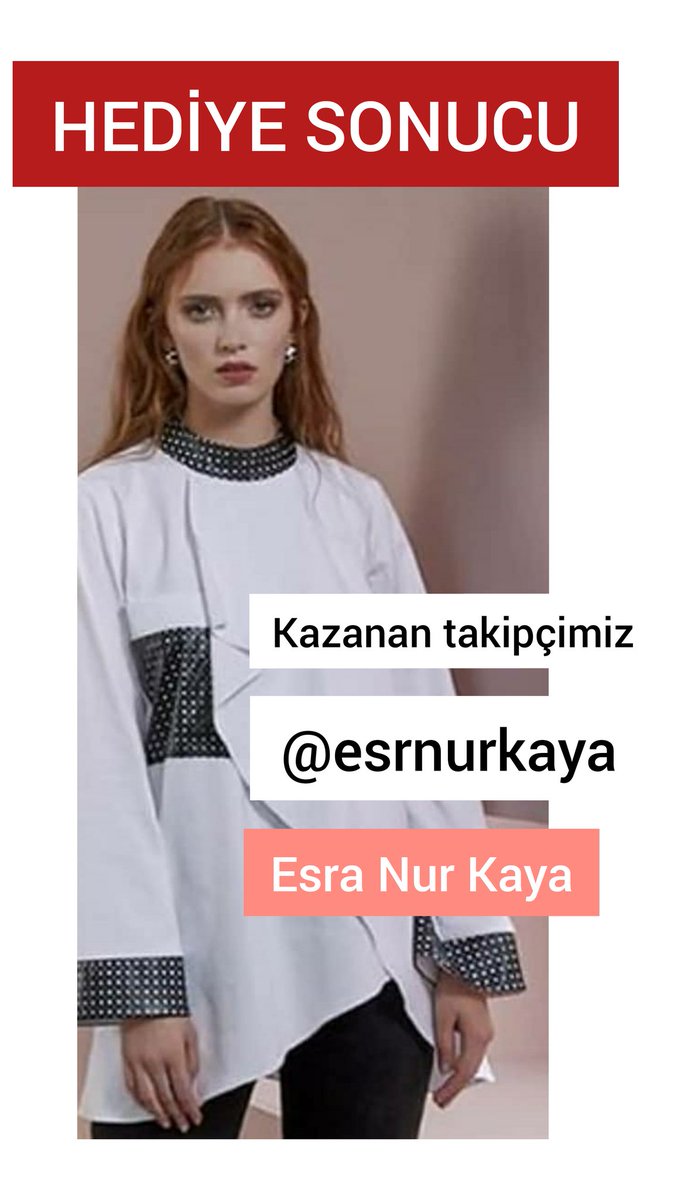 Kazanan takipçimiz Esra Nur Kaya tebrik ediyoruz. İyi günlerde kullanın.
