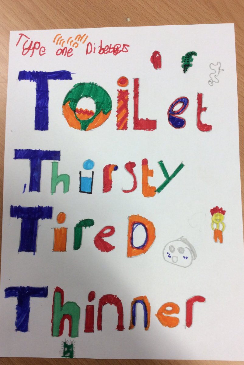 TheFederation1's tweet photo. Year 5 learnt the 4 Tβs of type 1 diabetes: Toilet, Thirsty, Tired, Thinner π #DiabetesAwarenessMonth #CEPY5 https://t.co/4vdsUN8CFc