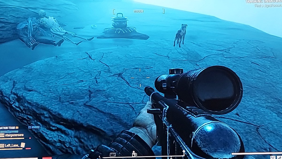 Left__Lane's tweet photo. @InnovSurvival Dog next to a campfire and a couple of skeletons with a leash and dog bowl. Not able to interact and no ID https://t.co/0XJdJ1Tfhp