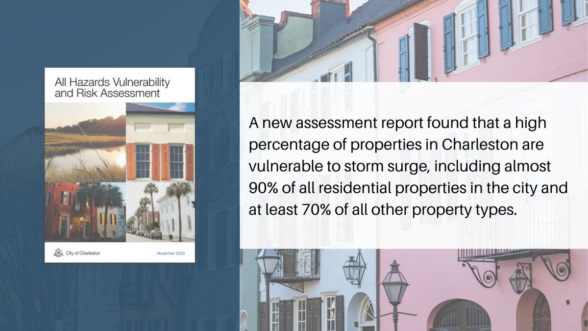 FloodsOrg's tweet photo. The new All Hazards Vulnerability & Risk Assessment Report is expected to help the City of Charleston in setting budget priorities, long-term resilience planning, comprehensive planning and capital expenditures.
Download the report here: https://t.co/Pol00lZKtb https://t.co/TljV8coD75