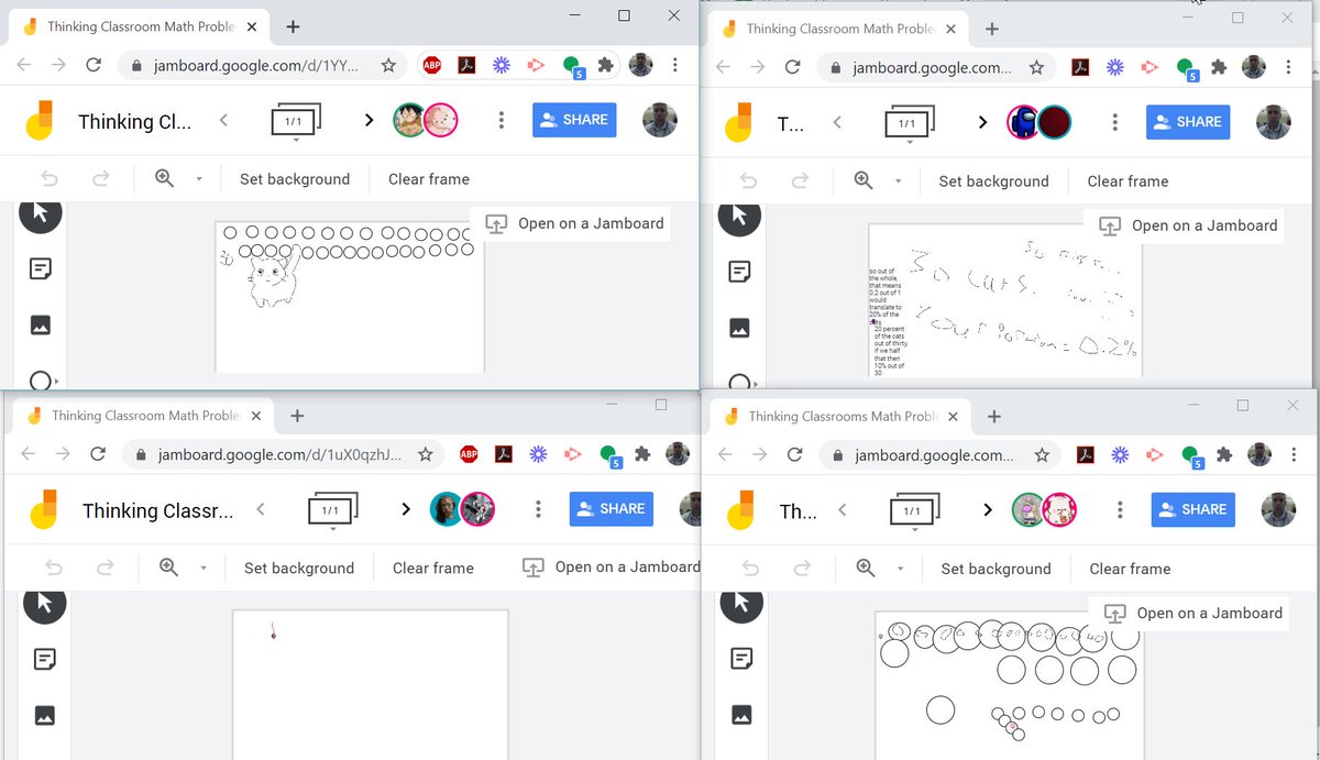 Ss in Rm110 <a href="/WellingtonWSD/">Wellington School</a> experimenting with mod. Thinking Classroom.  Remote and in-class Ss team up on a Google Jamboard to solve a math problem.  We'll see how it works!  <a href="/pgliljedahl/">Peter Liljedahl</a> #winnipegsd