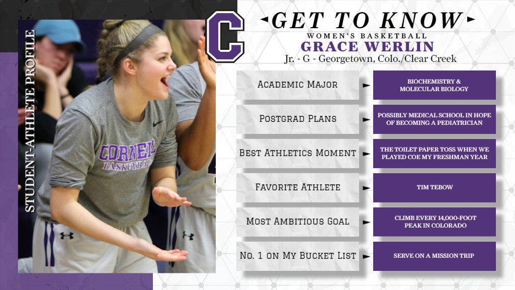 CornellRams's tweet photo. Student-Athlete Spotlight: junior women's basketball player Grace Werlin @CornellRamsWBB @CornellCollege https://t.co/TqeW0y23lC