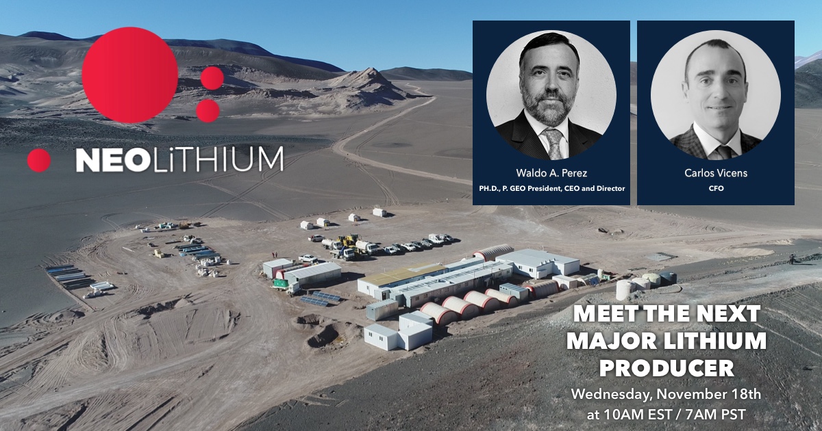 The <a href="/NeoLithiumCorp/">Neo Lithium Corp</a> #summit is in two days! Register now for the presentation and live Q&amp;A with their CEO and CFO, where they'll be giving insight into what's in store for their world-class 3Q lithium project in the coming months: bit.ly/3lj2b0f 

$NLC $NTTHF #6ixsummits