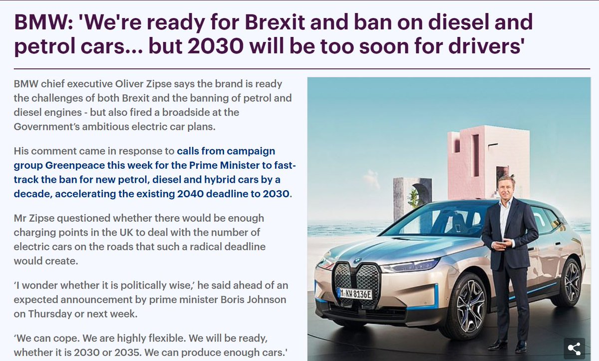 I work within this company trust me when I say he is right. This push for 2030 is not going to work without very high tax paying costs 1. How are you going to get rid of all the dead petrol and diesel cars.Can't just dump them. Its a enviromental disaster.