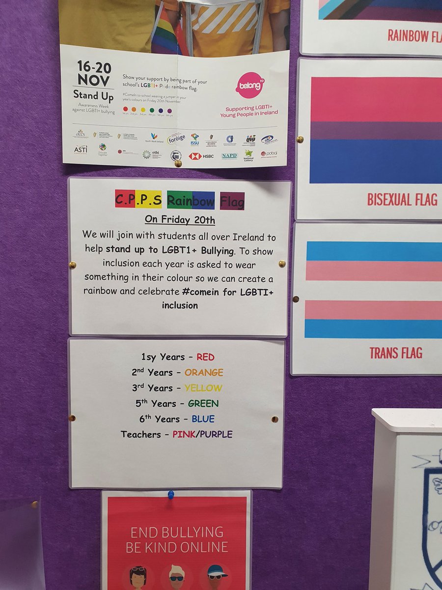curragh_cc's tweet photo. CPPS is proud to be taking part in Stand Up Awareness Week β Irelandβs largest anti-LGBTI+ bullying campaign. We will be running cross curricular events all week to promote inclusion and understanding. Together we can stand up to the stigma and come in! #StandUp2020 @BeLonG_To https://t.co/TR6R3k6r0L