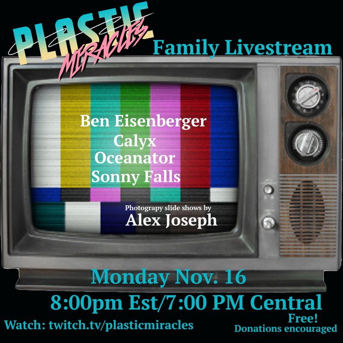 and finally, we'd like to cordially invite you to @plasticmiracles' family livestream, which is tonight at 8pm est. you can pick up releases from @oceanator and @FallsSonny in our store too :) don't be late: twitch.tv/plasticmiracles come prepared: moonphysics.com/plastic-miracl…