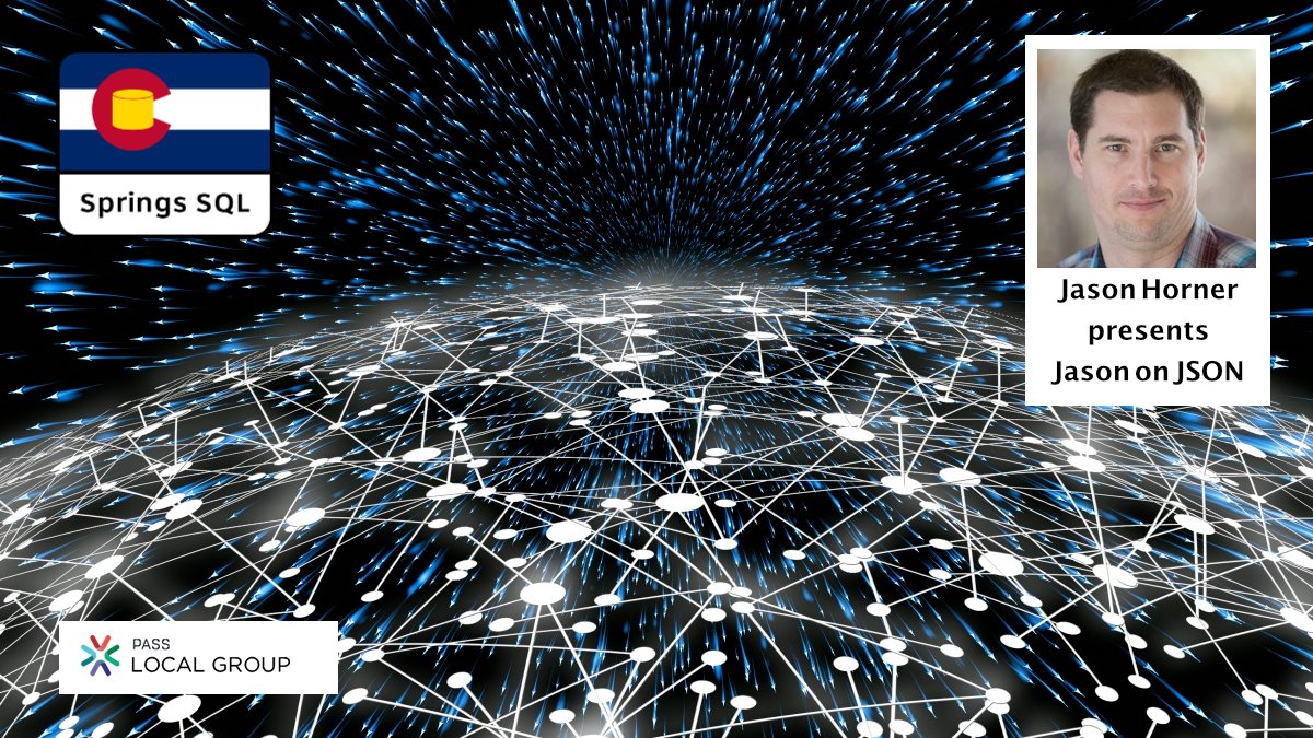 SpringsSQL's tweet image. November Meetup Details are now on Meetup:
meetup.com/Colorado-Sprin…

This month, we present Jason on JSON. Learn about SQL Server&apos;s native JSON support for some very cool tricks to add to your utility belt!