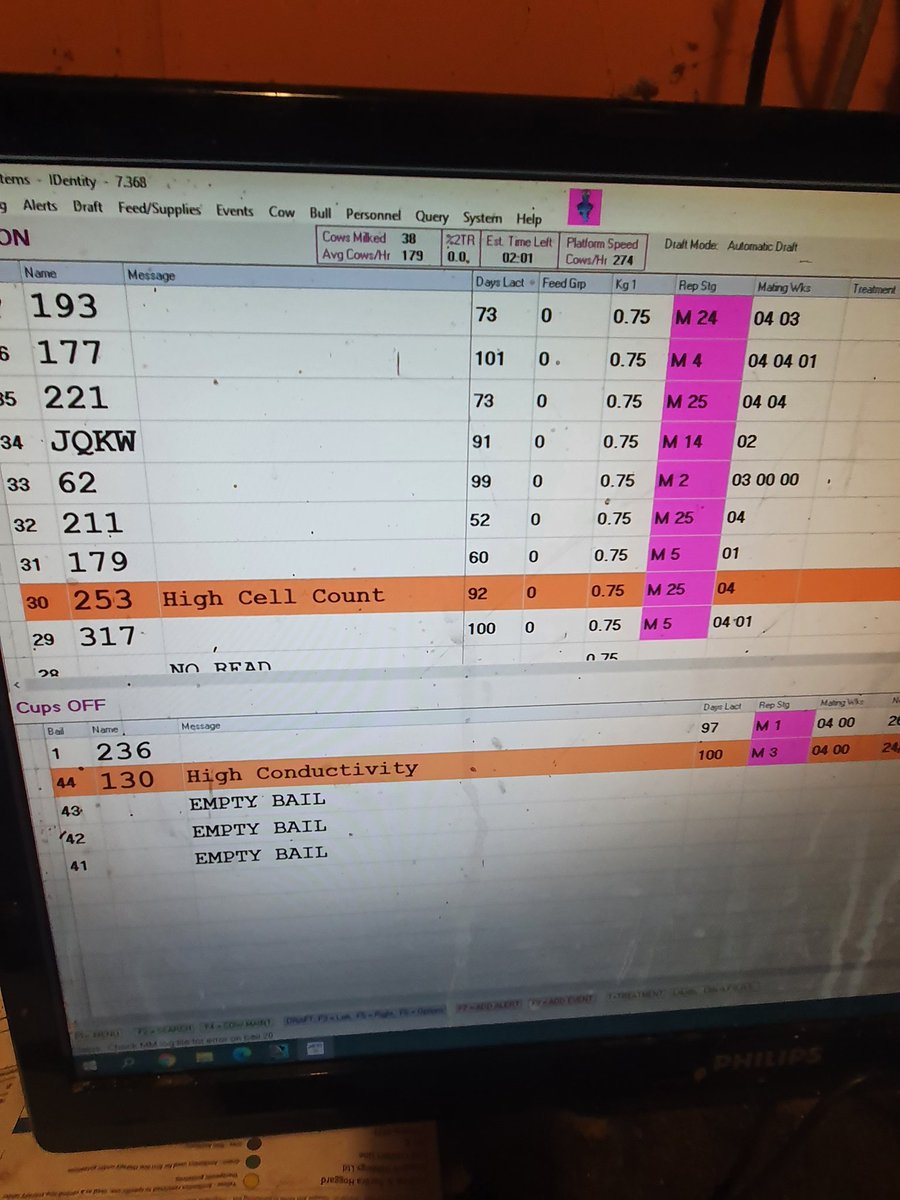 The main bit of kit we have in the shed is what at the time was the "dairy automation limited" system they have since been brought out by LIC. So the screen obviously display who is on the platform, they get read with an EID reader coming onto platform.