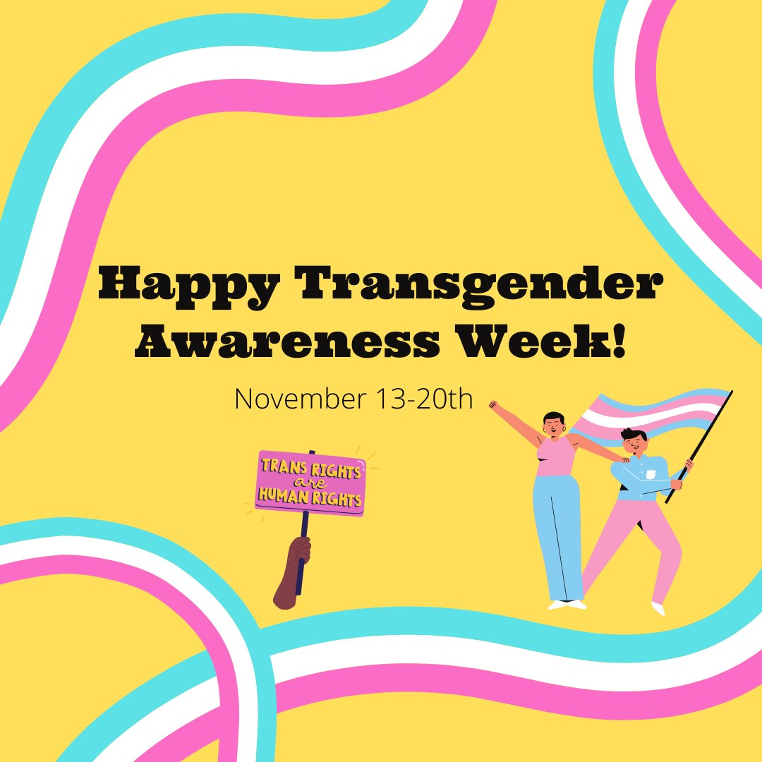 It's Trans Awareness Week! This week is dedicated to helping "raise the visibility of transgender people and address issues members of the community face". It ends with Trans Day of Remembrance on 11/20/20. Learn more at:  buff.ly/36xAyth  #WontBeErased #BeyondTheBinary