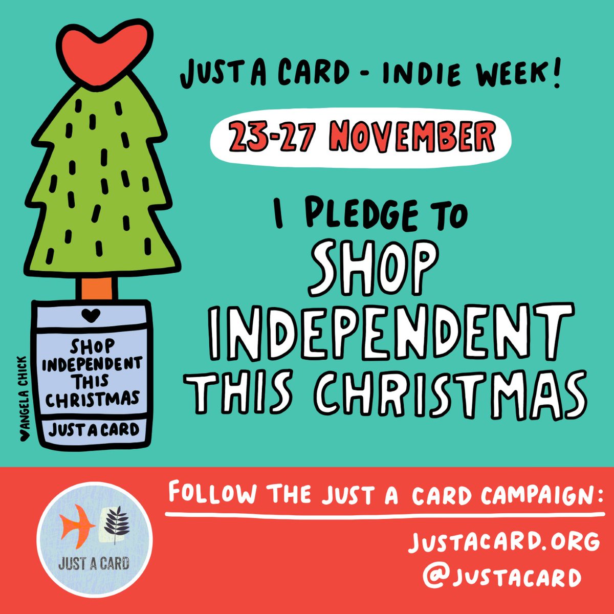 Retweet this if you’d love people to SHOP INDEPENDENT this Christmas. 

JUST A CARD - Indie Week
(23- 29 Nov) 

Join us to shout out for artists, makers, independent shops &amp; small businesses. 

All info at: 

JUSTACARD.ORG

Please Follow:
Instagram.com/Justacard