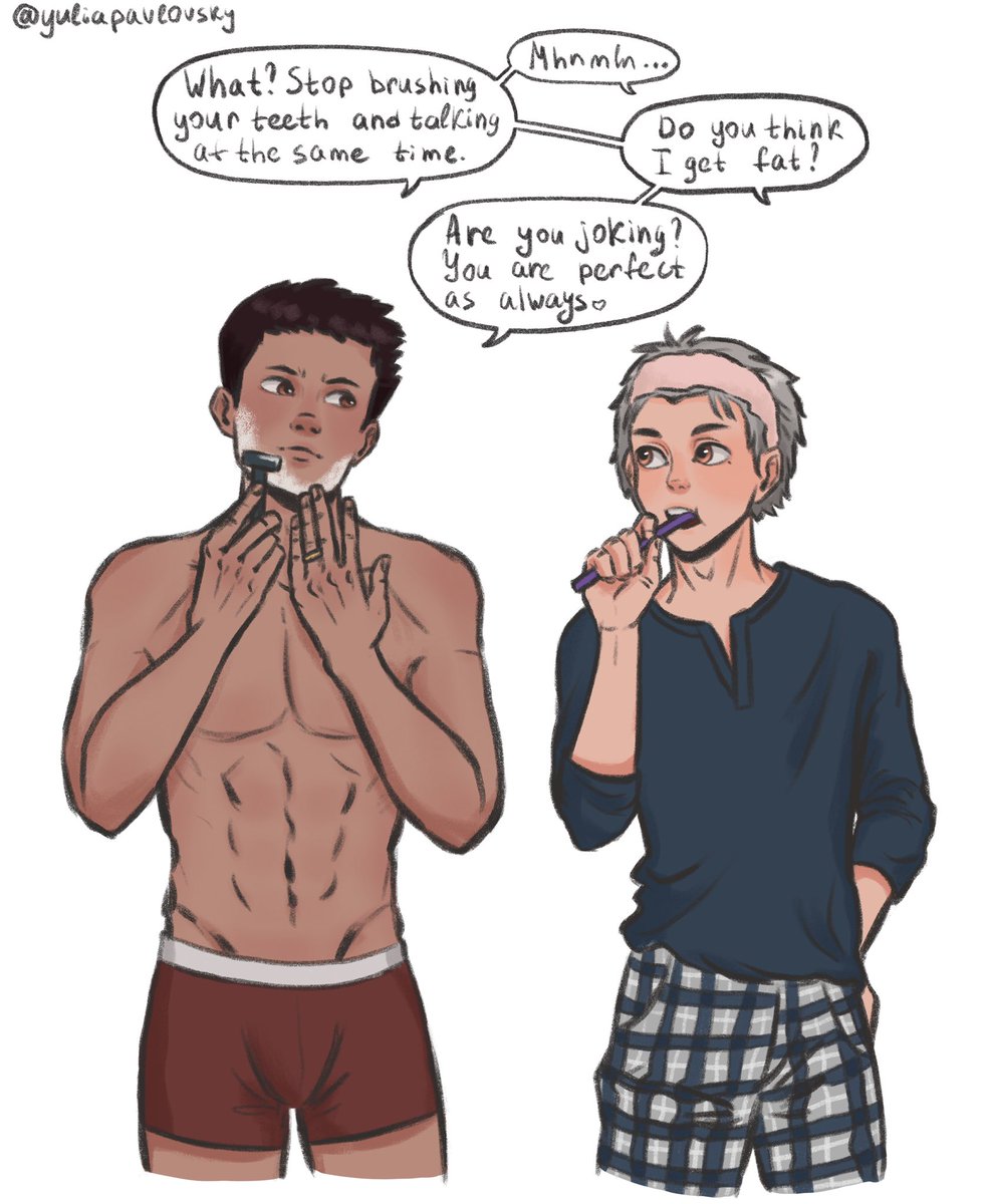 First Haikyuu art/ first trying comics-like(I miss daisuga morning routine that I drew)/ latest favorite 