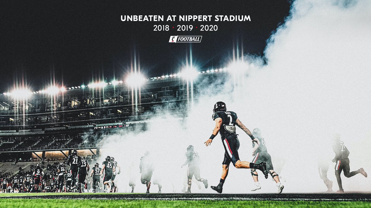 GoBEARCATS's tweet photo. With Friday's Senior Night victory, @GoBearcatsFB has completed its third straight regular season unbeaten at Nippert Stadium.

That's 1️⃣9️⃣ straight wins stretching back to 2017. https://t.co/1X0PgelZUs