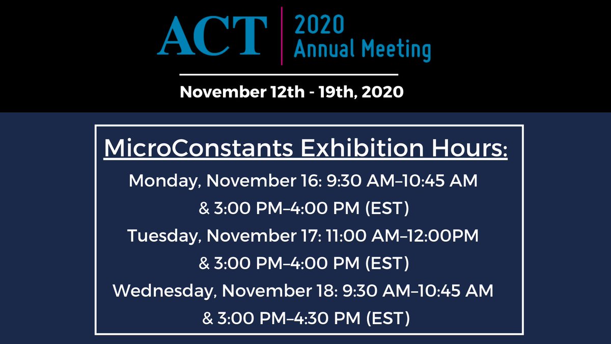 MicroConstants's tweet photo. Attending the American College of Toxicology Annual Meeting this week? Make sure you stop by the MicroConstants booth today through Wednesday. Richard Egolf will be available to answer all your questions.
#virtualmeeting #ACTOX2020 https://t.co/IVB9b3OT3I