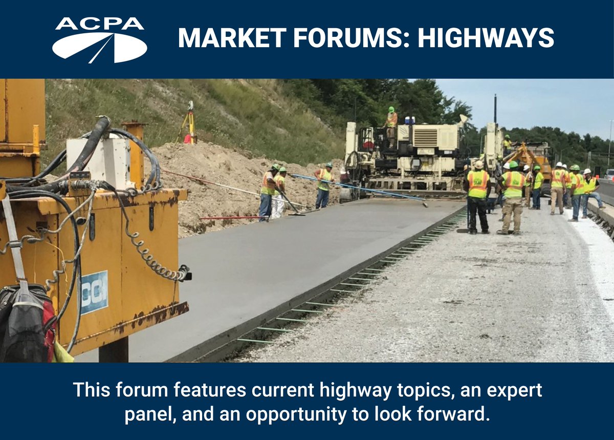 PaveConcrete's tweet photo. The ACPA Highway Market Forum is on December 2nd. An expert panel will discuss a variety of highway topics including upcoming expectations for concrete highways. To learn more and register: https://t.co/mthm1Da3AS https://t.co/cdYYkqroqZ