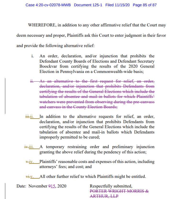 2. This means,  @PereGrimmer & others complaining about this, that the amended complaint no longer seeks legal relief for this. Doesn't necessarily mean they dropped the factual allegations, but it means they're no longer asking a court to do anything about it.