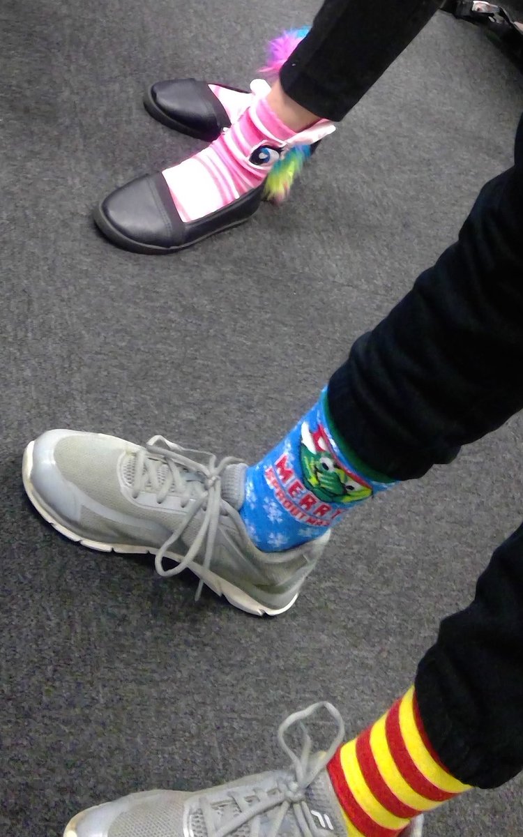 My form's lovely array of socks. A close up of my two personal favs - unicorns and Christmas!!🦄🎄