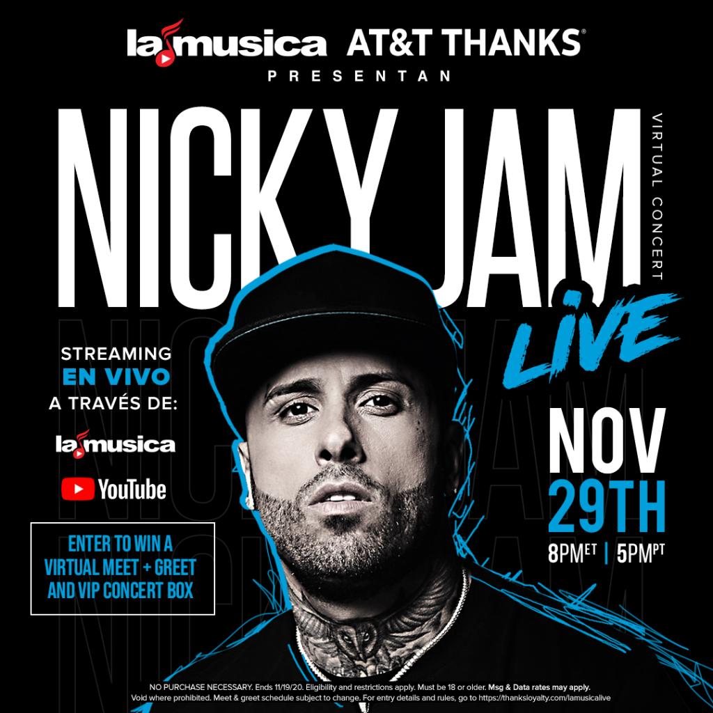 Calling all music lovers! We've got some THANKSgiving Weekend plans for you. Enter for your chance to win a virtual MEET &amp; GREET with #NickyJam and a VIP Concert Box

1⃣Follow <a href="/ATTTHANKS/">AT&T THANKS</a> 
2⃣Retweet 

#sweepstakes #ATIYATI #attthanks