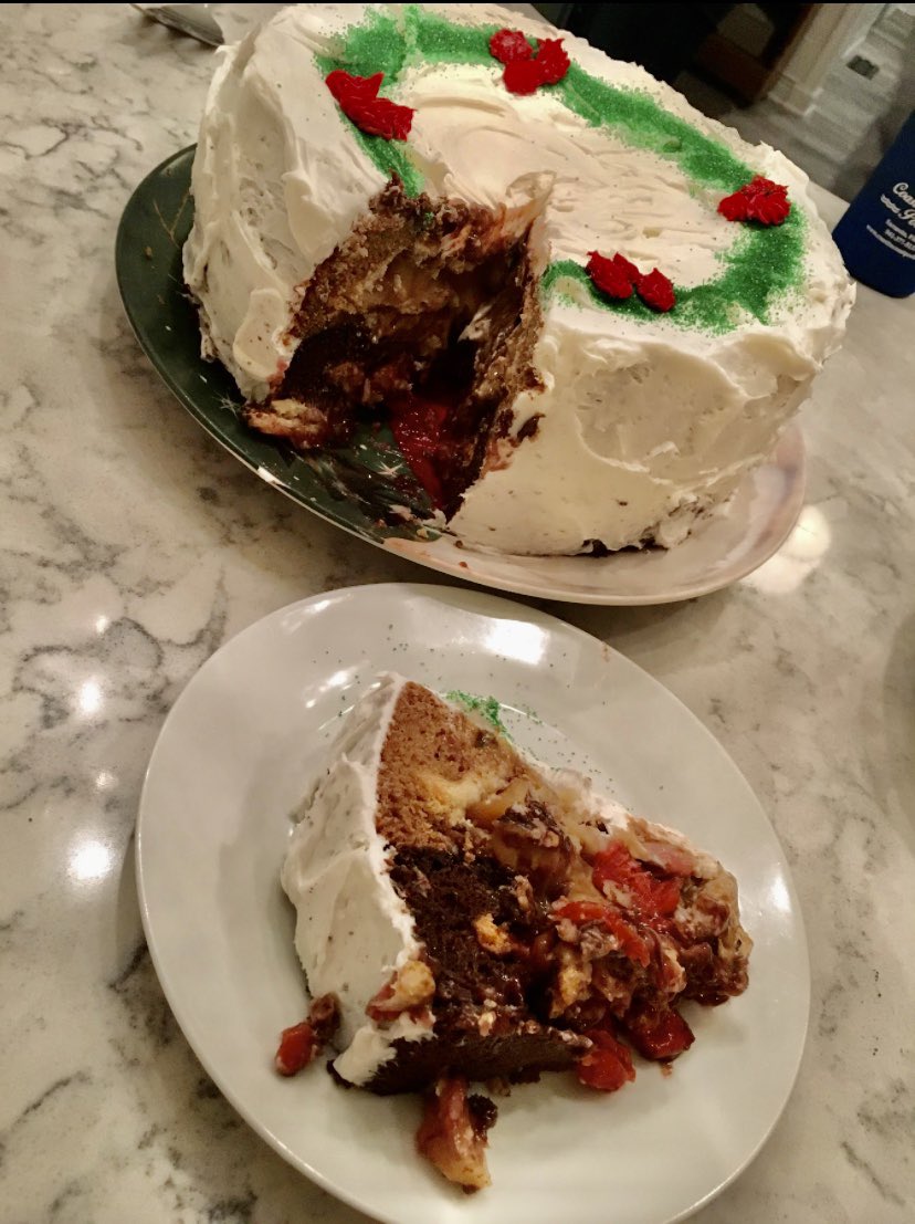 raysindygirl's tweet photo. Apple pie &amp; Cherry pie baked inside a cake @HomeandFamilyTV https://t.co/Y0M8ATvyEX