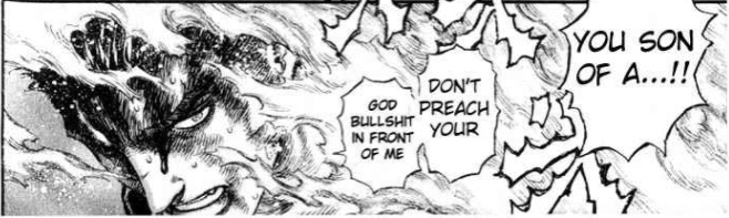 La haine qu'il a développée à cause de l'Éclipse nous est montrée à maintes reprises et se répercute même sur les croyants qu'il considère comme des ignorants et qui lui "casse la tête avec leurs conneries sur dieu" car lui sait la vérité.