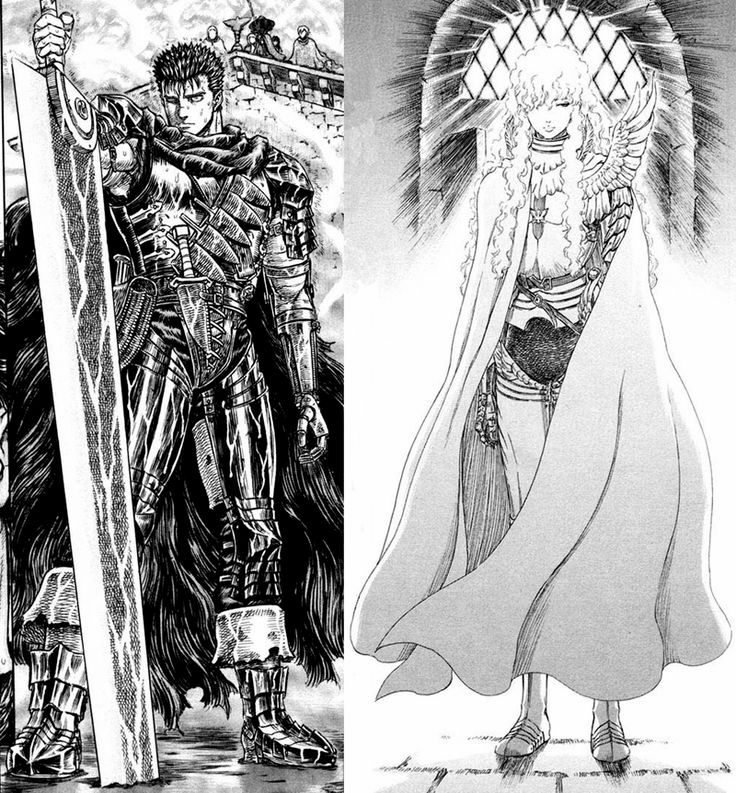 Maintenant toutes cette haine et ce passé vont servir à faire de Guts le véritable opposé de Griffith et donc par conséquent l'antipode de Dieu. Commençons par parler de leur opposition graphique.